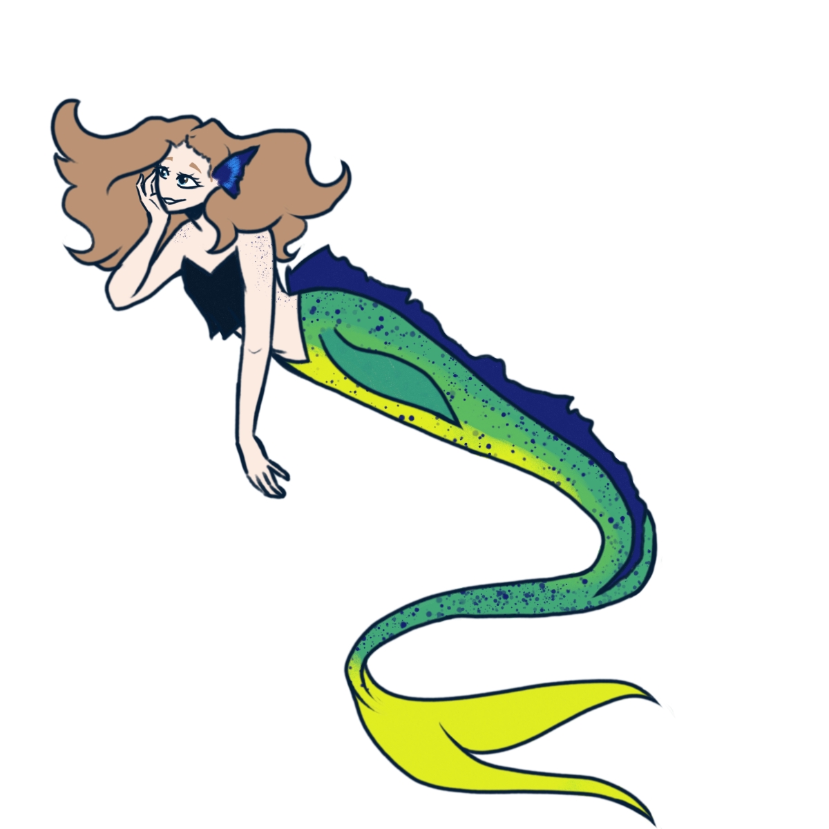 a mermaid with a tail based on the Mahi Mahi fish